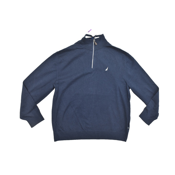 NEW Nautica NAVTECH Quarter-Zip Sweater Navy Blue Size XXL Knit Blue Classic - Picture 1 of 8